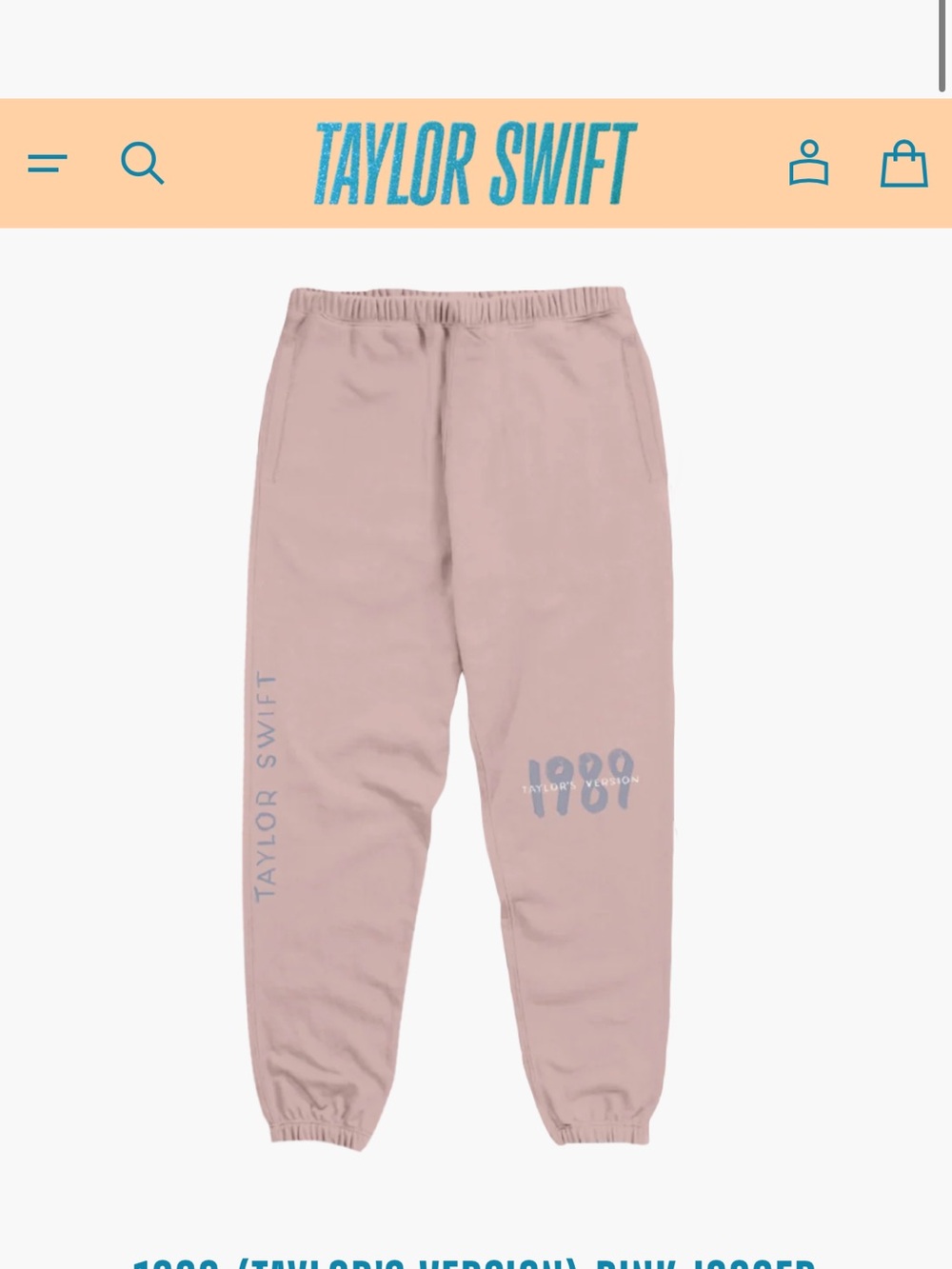 Official Taylor Swift 1989 Taylor's Version Pink Jogger Sweatpants Size Large